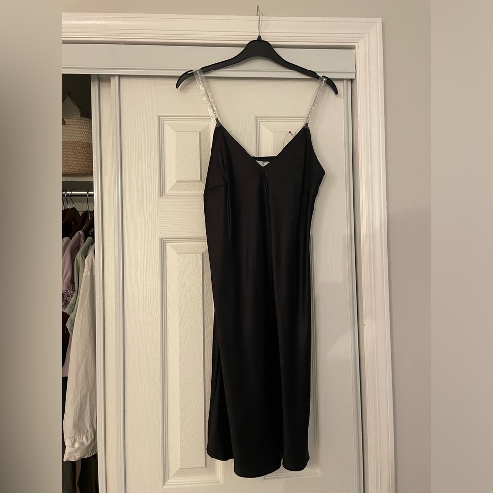 NWT Primark Black Satin Slip Dress Size 8